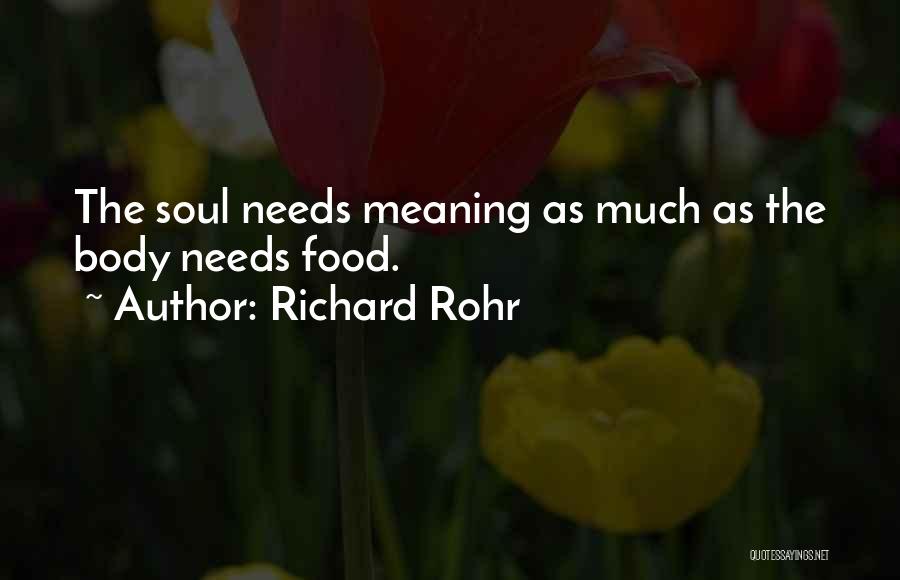 Richard Rohr Quotes: The Soul Needs Meaning As Much As The Body Needs Food.