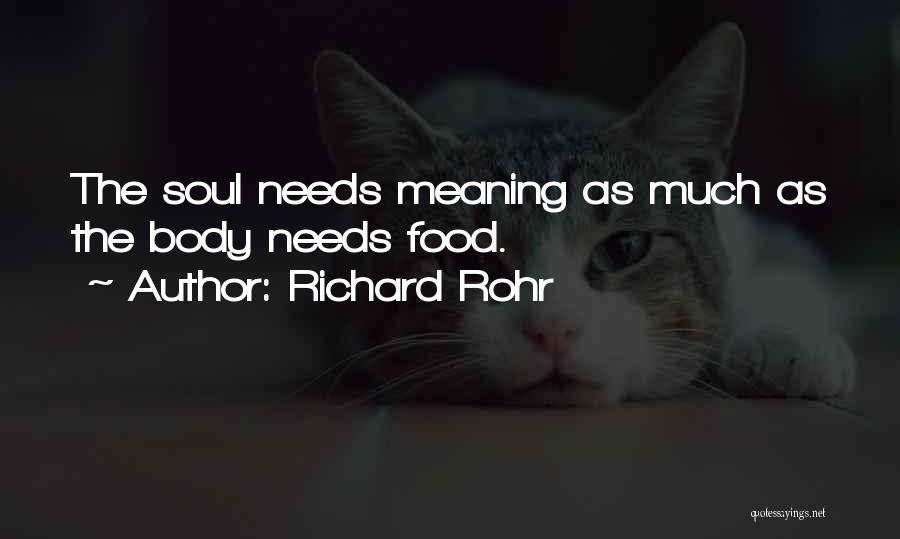 Richard Rohr Quotes: The Soul Needs Meaning As Much As The Body Needs Food.