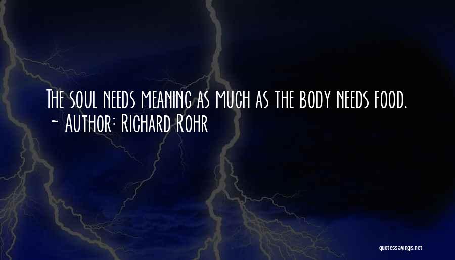 Richard Rohr Quotes: The Soul Needs Meaning As Much As The Body Needs Food.