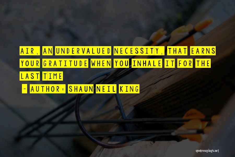 Shaun Neil King Quotes: Air, An Undervalued Necessity, That Earns Your Gratitude When You Inhale It For The Last Time