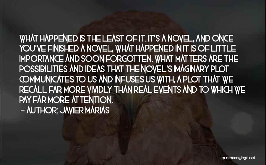 Javier Marias Quotes: What Happened Is The Least Of It. It's A Novel, And Once You've Finished A Novel, What Happened In It