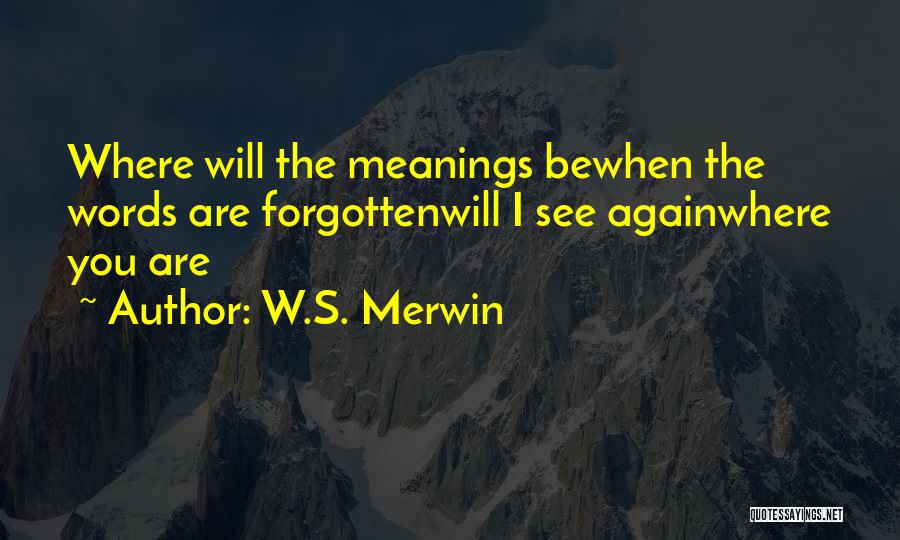 W.S. Merwin Quotes: Where Will The Meanings Bewhen The Words Are Forgottenwill I See Againwhere You Are