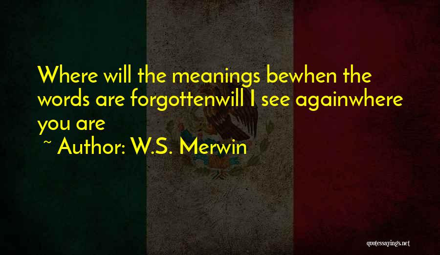 W.S. Merwin Quotes: Where Will The Meanings Bewhen The Words Are Forgottenwill I See Againwhere You Are