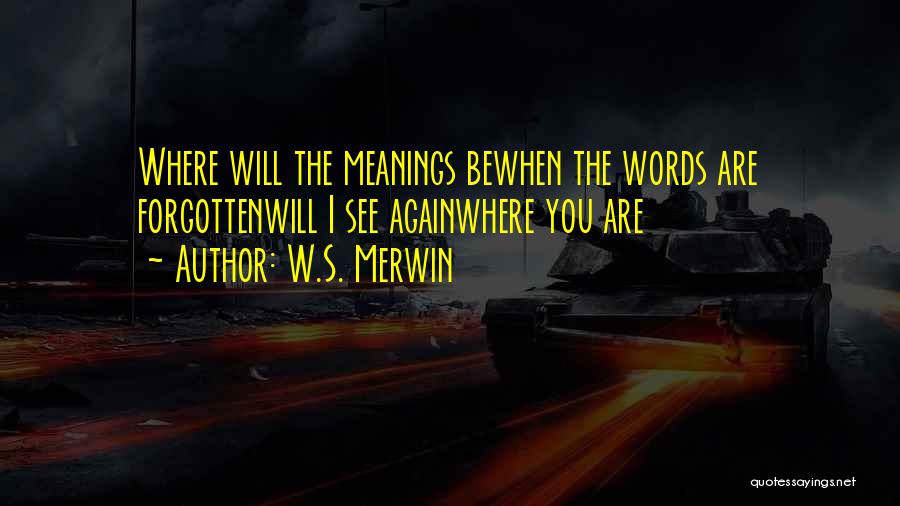 W.S. Merwin Quotes: Where Will The Meanings Bewhen The Words Are Forgottenwill I See Againwhere You Are
