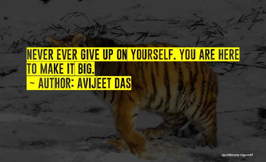 Avijeet Das Quotes: Never Ever Give Up On Yourself. You Are Here To Make It Big.