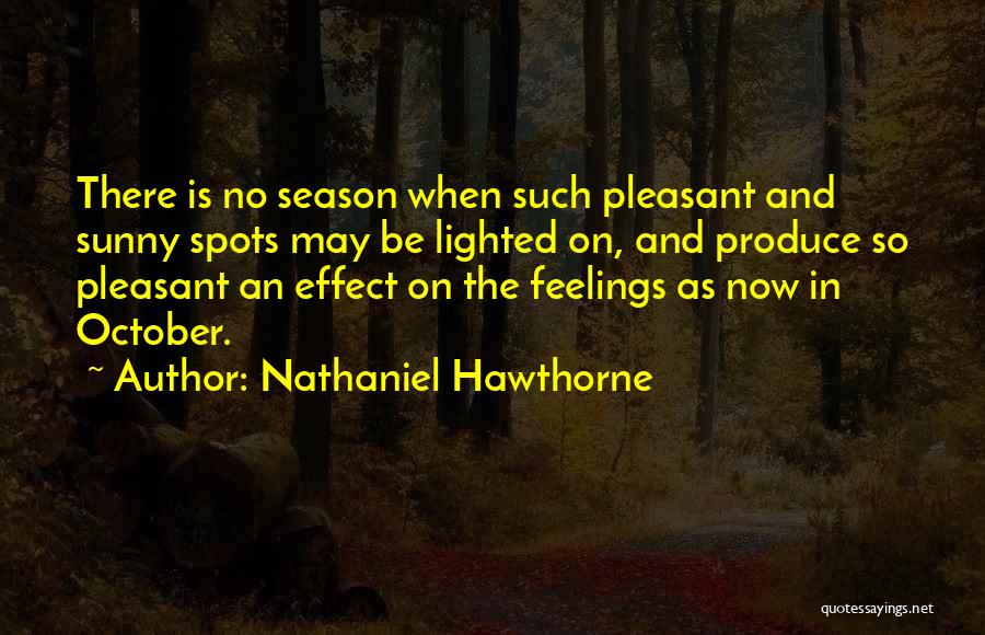 Nathaniel Hawthorne Quotes: There Is No Season When Such Pleasant And Sunny Spots May Be Lighted On, And Produce So Pleasant An Effect