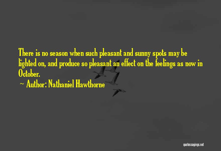 Nathaniel Hawthorne Quotes: There Is No Season When Such Pleasant And Sunny Spots May Be Lighted On, And Produce So Pleasant An Effect