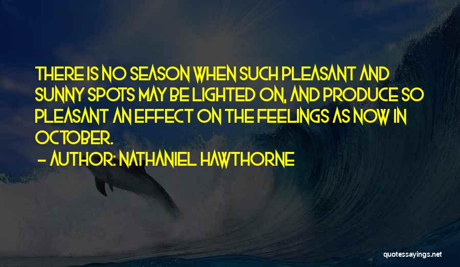 Nathaniel Hawthorne Quotes: There Is No Season When Such Pleasant And Sunny Spots May Be Lighted On, And Produce So Pleasant An Effect