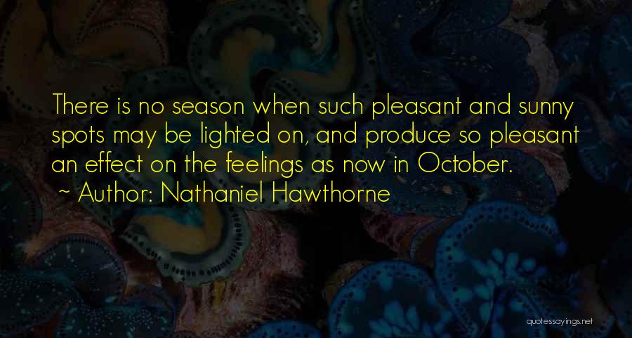 Nathaniel Hawthorne Quotes: There Is No Season When Such Pleasant And Sunny Spots May Be Lighted On, And Produce So Pleasant An Effect