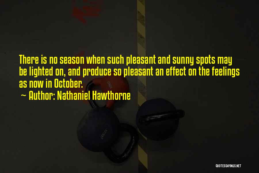 Nathaniel Hawthorne Quotes: There Is No Season When Such Pleasant And Sunny Spots May Be Lighted On, And Produce So Pleasant An Effect