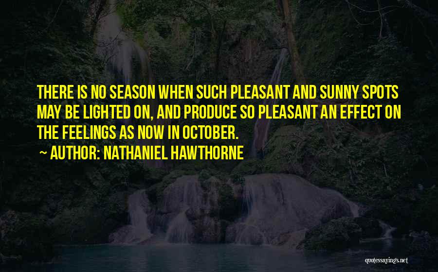 Nathaniel Hawthorne Quotes: There Is No Season When Such Pleasant And Sunny Spots May Be Lighted On, And Produce So Pleasant An Effect