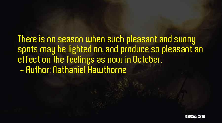 Nathaniel Hawthorne Quotes: There Is No Season When Such Pleasant And Sunny Spots May Be Lighted On, And Produce So Pleasant An Effect