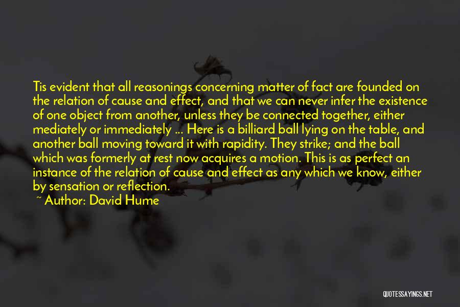 David Hume Quotes: Tis Evident That All Reasonings Concerning Matter Of Fact Are Founded On The Relation Of Cause And Effect, And That
