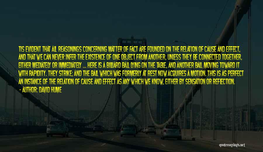 David Hume Quotes: Tis Evident That All Reasonings Concerning Matter Of Fact Are Founded On The Relation Of Cause And Effect, And That