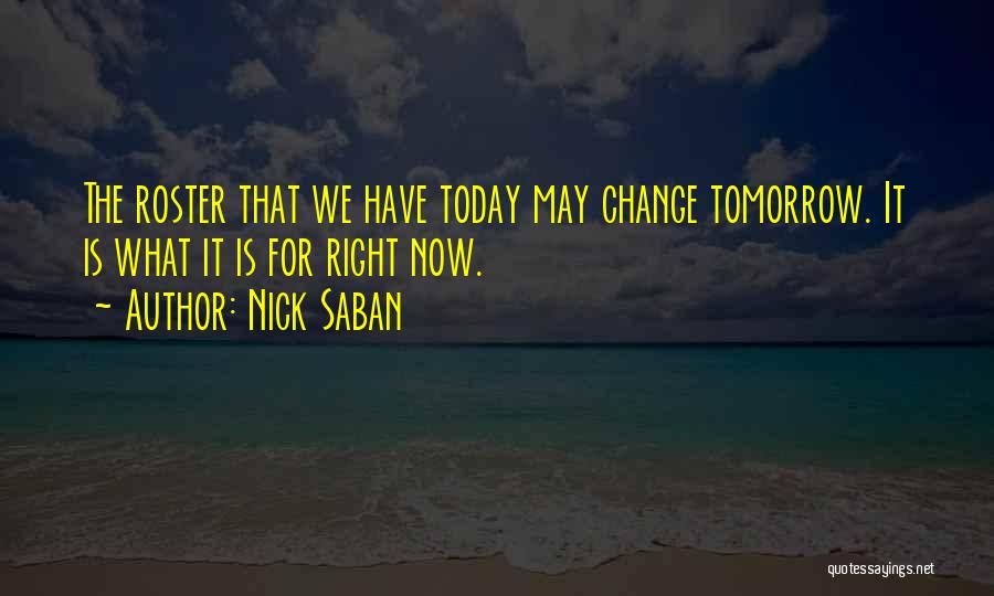 Nick Saban Quotes: The Roster That We Have Today May Change Tomorrow. It Is What It Is For Right Now.