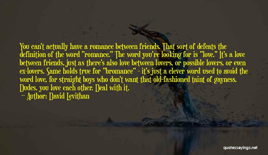 David Levithan Quotes: You Can't Actually Have A Romance Between Friends. That Sort Of Defeats The Definition Of The Word Romance. The Word