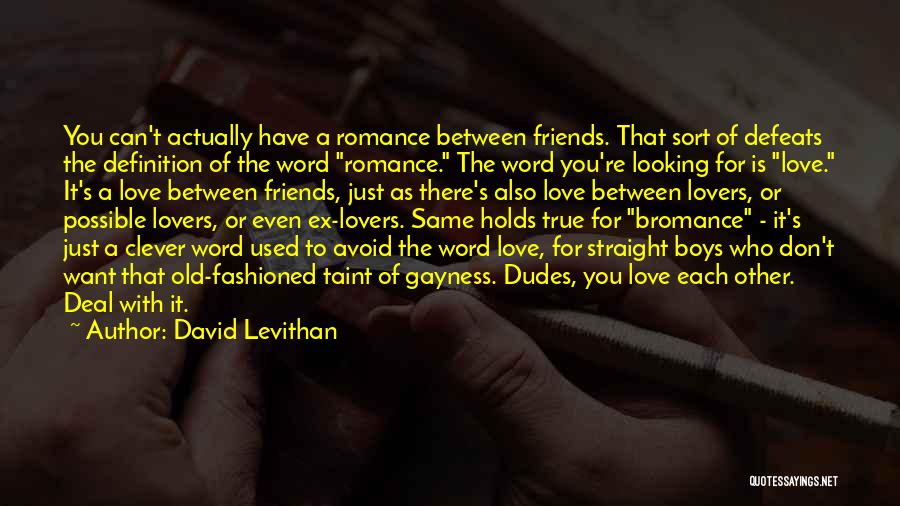 David Levithan Quotes: You Can't Actually Have A Romance Between Friends. That Sort Of Defeats The Definition Of The Word Romance. The Word