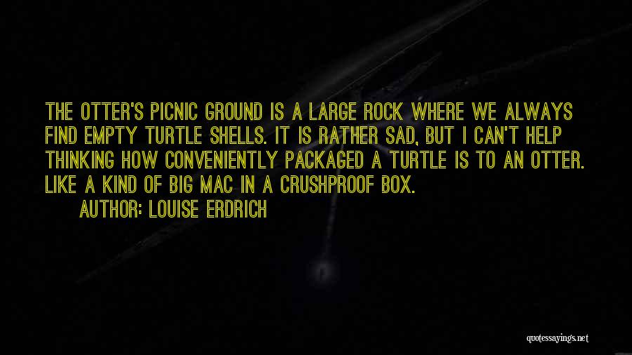 Louise Erdrich Quotes: The Otter's Picnic Ground Is A Large Rock Where We Always Find Empty Turtle Shells. It Is Rather Sad, But