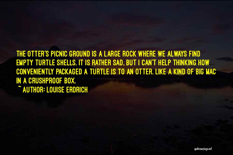 Louise Erdrich Quotes: The Otter's Picnic Ground Is A Large Rock Where We Always Find Empty Turtle Shells. It Is Rather Sad, But