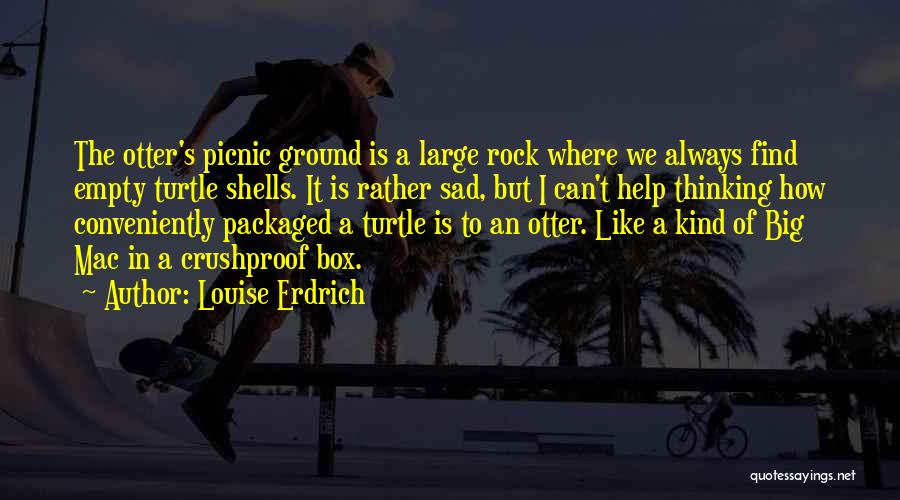 Louise Erdrich Quotes: The Otter's Picnic Ground Is A Large Rock Where We Always Find Empty Turtle Shells. It Is Rather Sad, But