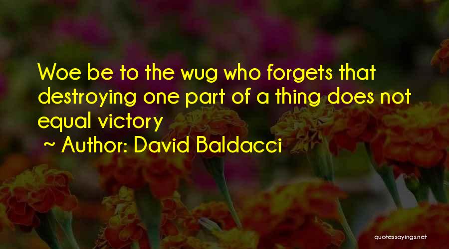 David Baldacci Quotes: Woe Be To The Wug Who Forgets That Destroying One Part Of A Thing Does Not Equal Victory