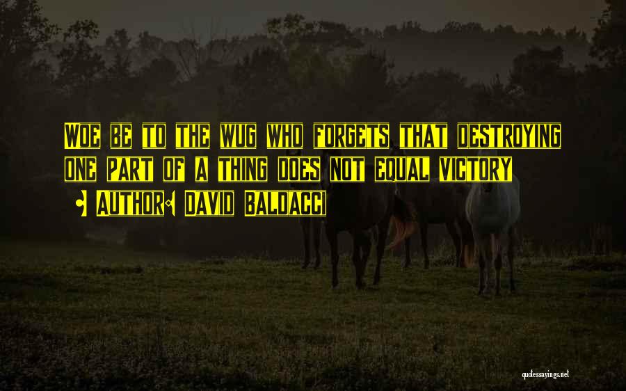 David Baldacci Quotes: Woe Be To The Wug Who Forgets That Destroying One Part Of A Thing Does Not Equal Victory