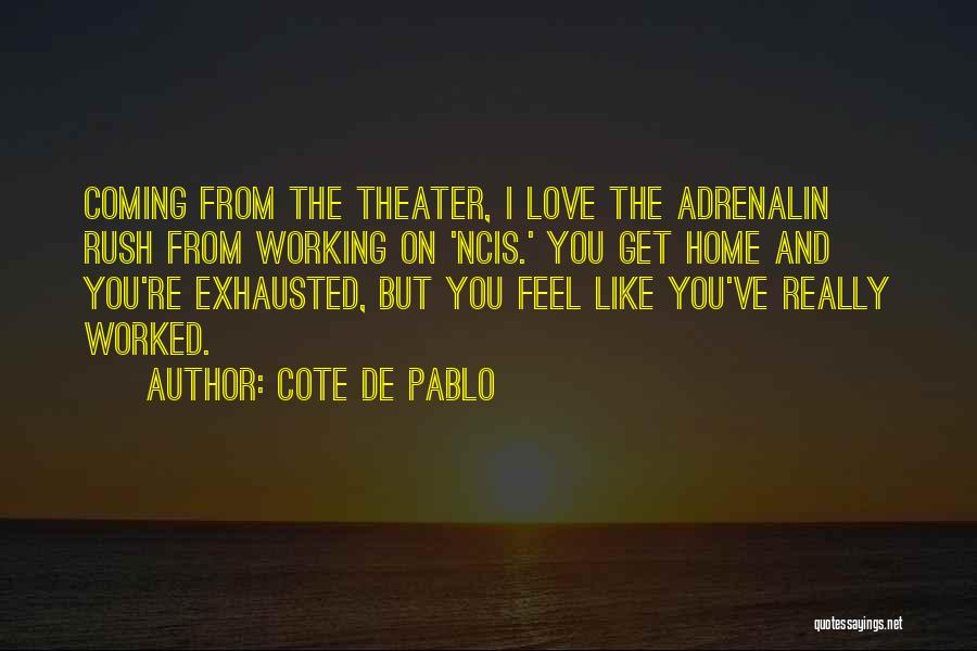 Cote De Pablo Quotes: Coming From The Theater, I Love The Adrenalin Rush From Working On 'ncis.' You Get Home And You're Exhausted, But