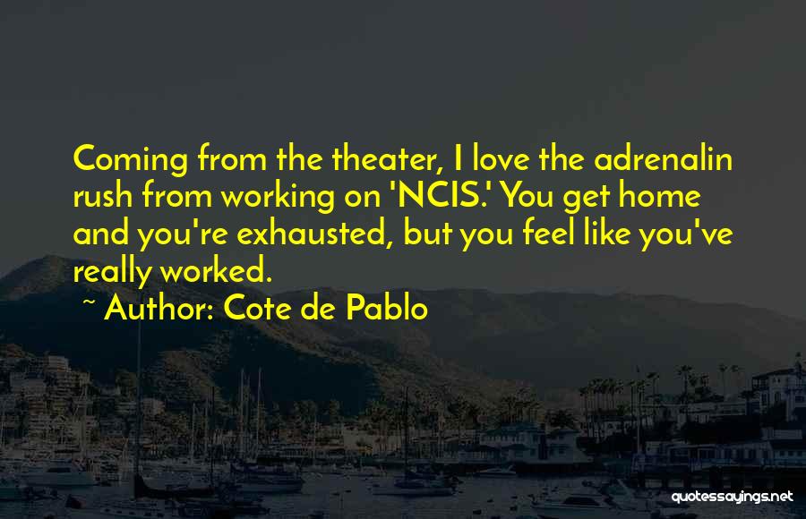 Cote De Pablo Quotes: Coming From The Theater, I Love The Adrenalin Rush From Working On 'ncis.' You Get Home And You're Exhausted, But