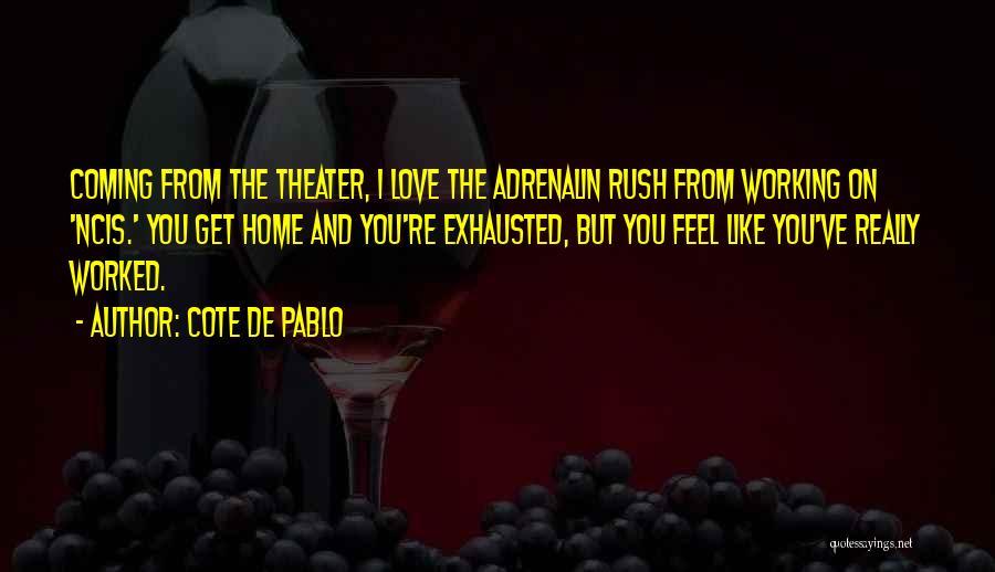 Cote De Pablo Quotes: Coming From The Theater, I Love The Adrenalin Rush From Working On 'ncis.' You Get Home And You're Exhausted, But