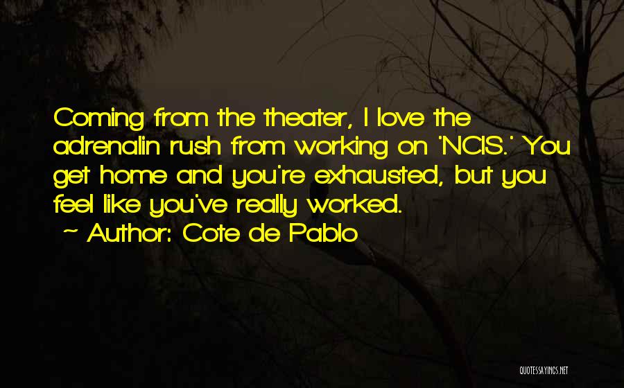 Cote De Pablo Quotes: Coming From The Theater, I Love The Adrenalin Rush From Working On 'ncis.' You Get Home And You're Exhausted, But