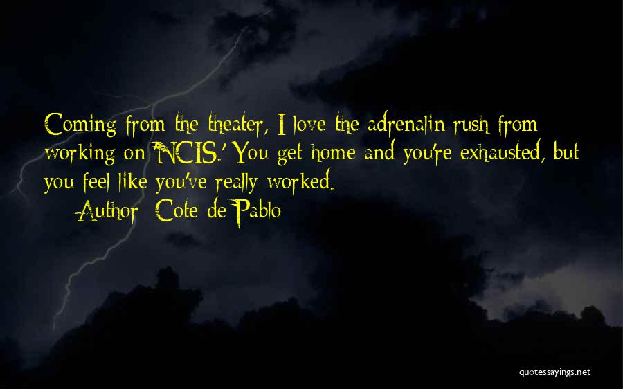 Cote De Pablo Quotes: Coming From The Theater, I Love The Adrenalin Rush From Working On 'ncis.' You Get Home And You're Exhausted, But