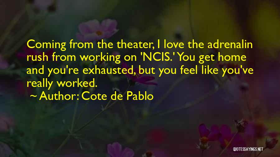 Cote De Pablo Quotes: Coming From The Theater, I Love The Adrenalin Rush From Working On 'ncis.' You Get Home And You're Exhausted, But