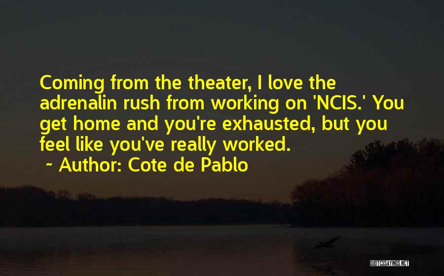 Cote De Pablo Quotes: Coming From The Theater, I Love The Adrenalin Rush From Working On 'ncis.' You Get Home And You're Exhausted, But