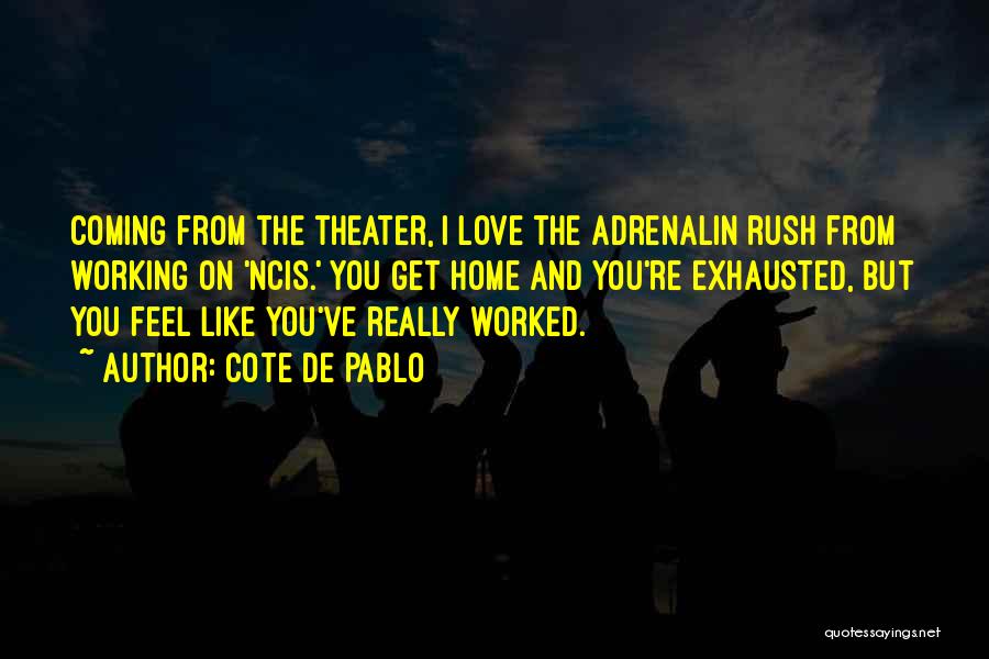 Cote De Pablo Quotes: Coming From The Theater, I Love The Adrenalin Rush From Working On 'ncis.' You Get Home And You're Exhausted, But