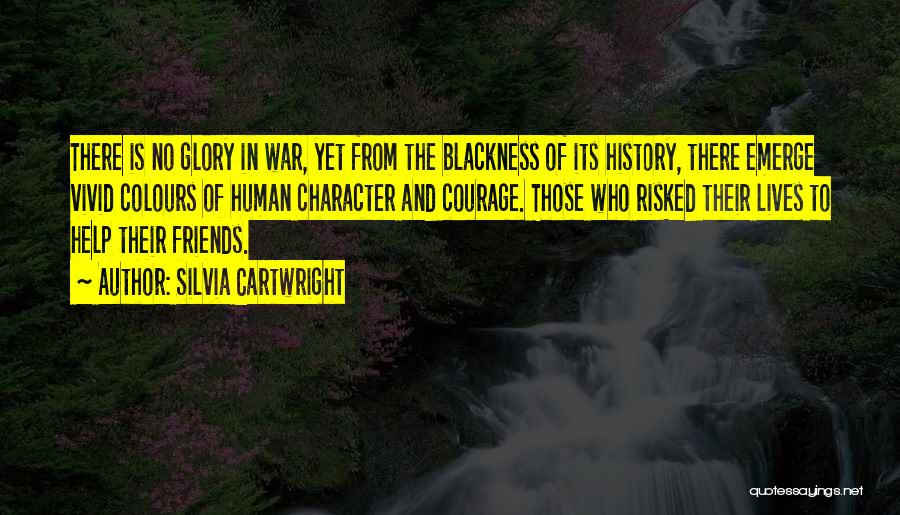 Silvia Cartwright Quotes: There Is No Glory In War, Yet From The Blackness Of Its History, There Emerge Vivid Colours Of Human Character