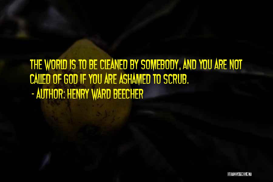 Henry Ward Beecher Quotes: The World Is To Be Cleaned By Somebody, And You Are Not Called Of God If You Are Ashamed To