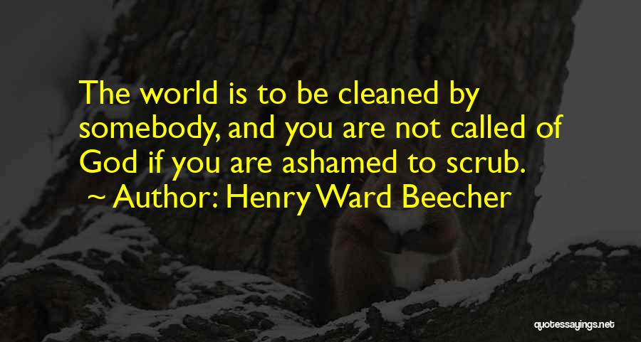 Henry Ward Beecher Quotes: The World Is To Be Cleaned By Somebody, And You Are Not Called Of God If You Are Ashamed To