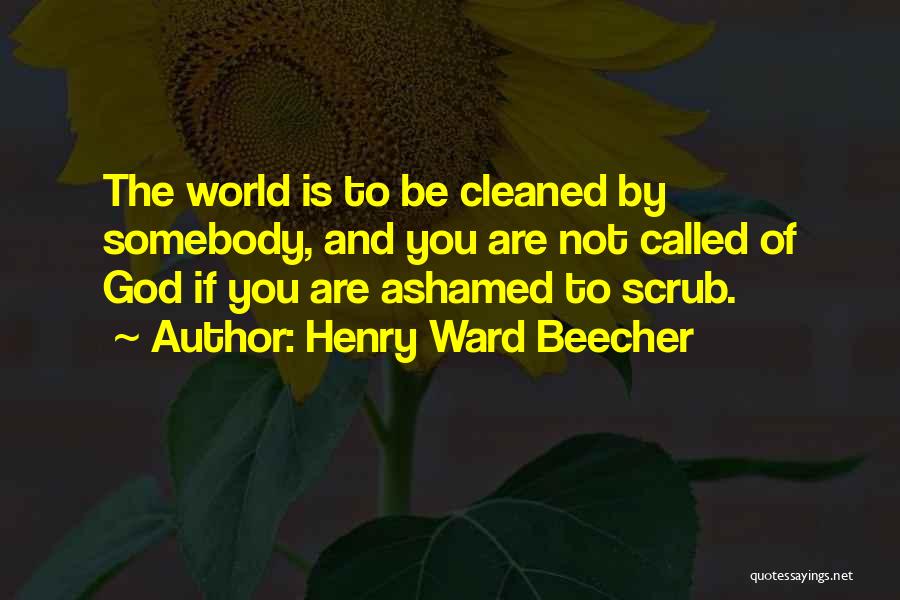 Henry Ward Beecher Quotes: The World Is To Be Cleaned By Somebody, And You Are Not Called Of God If You Are Ashamed To
