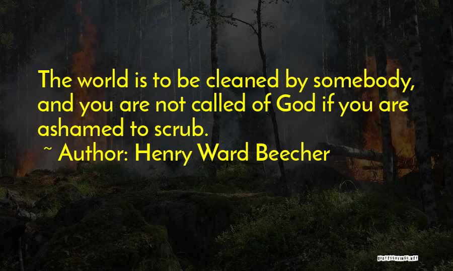 Henry Ward Beecher Quotes: The World Is To Be Cleaned By Somebody, And You Are Not Called Of God If You Are Ashamed To