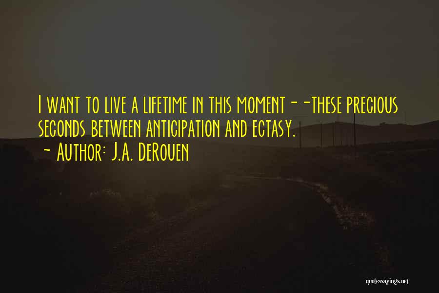 J.A. DeRouen Quotes: I Want To Live A Lifetime In This Moment--these Precious Seconds Between Anticipation And Ectasy.