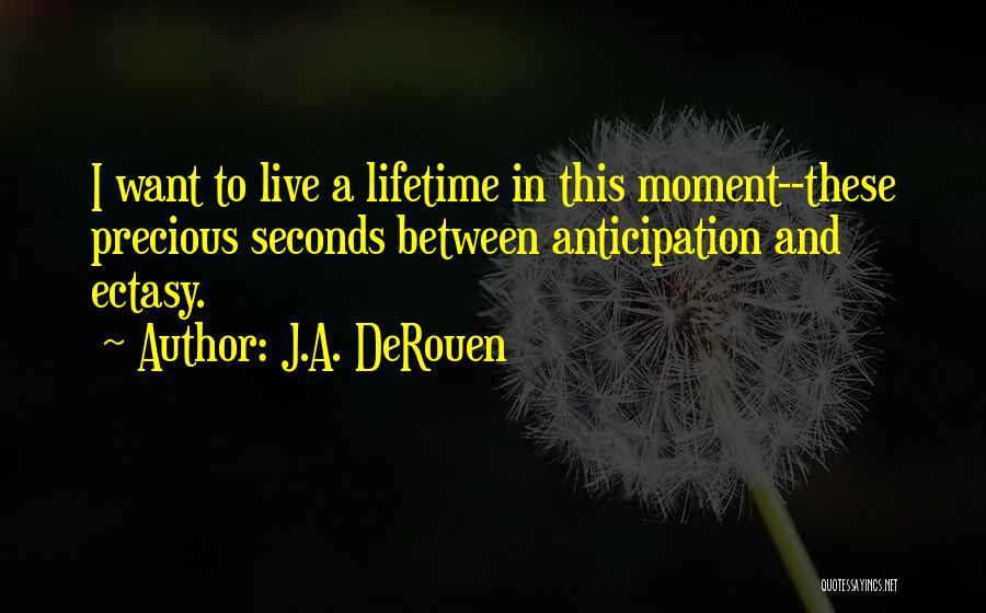 J.A. DeRouen Quotes: I Want To Live A Lifetime In This Moment--these Precious Seconds Between Anticipation And Ectasy.