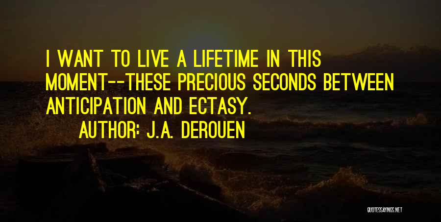 J.A. DeRouen Quotes: I Want To Live A Lifetime In This Moment--these Precious Seconds Between Anticipation And Ectasy.