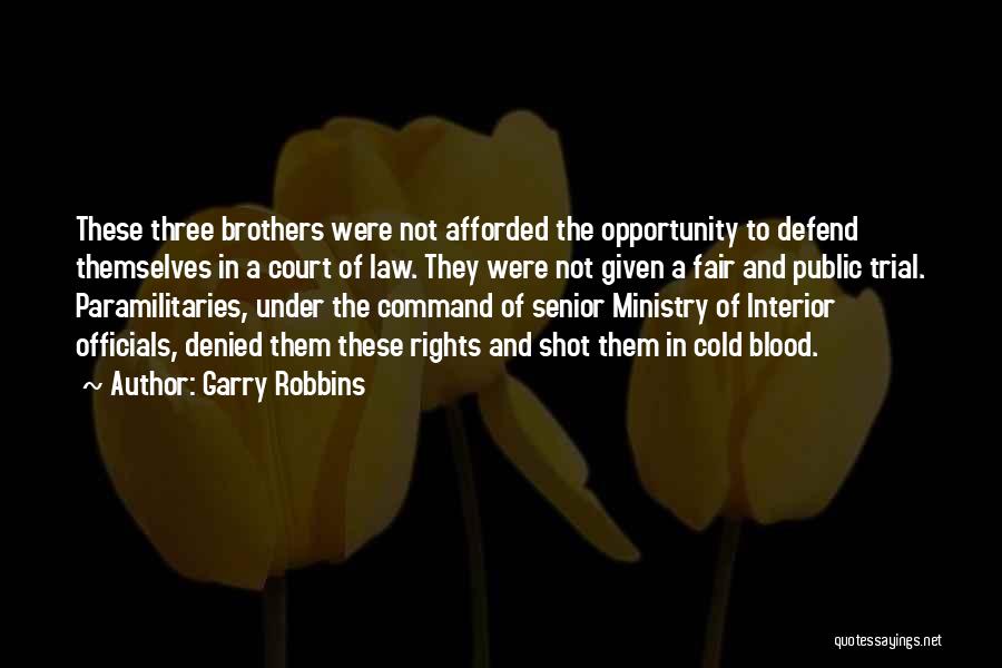 Garry Robbins Quotes: These Three Brothers Were Not Afforded The Opportunity To Defend Themselves In A Court Of Law. They Were Not Given