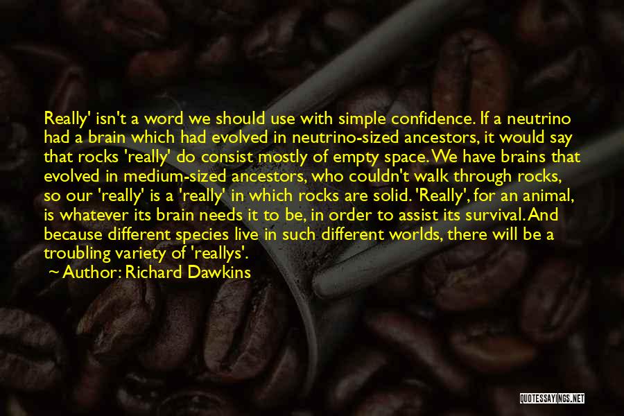 Richard Dawkins Quotes: Really' Isn't A Word We Should Use With Simple Confidence. If A Neutrino Had A Brain Which Had Evolved In