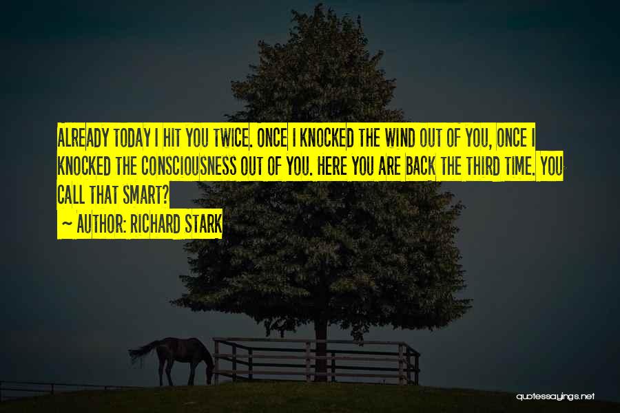 Richard Stark Quotes: Already Today I Hit You Twice. Once I Knocked The Wind Out Of You, Once I Knocked The Consciousness Out