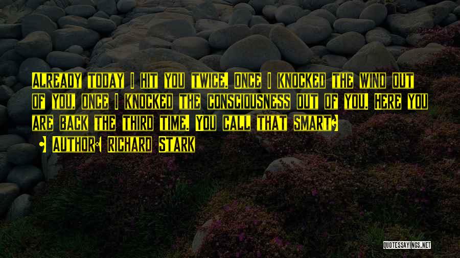 Richard Stark Quotes: Already Today I Hit You Twice. Once I Knocked The Wind Out Of You, Once I Knocked The Consciousness Out