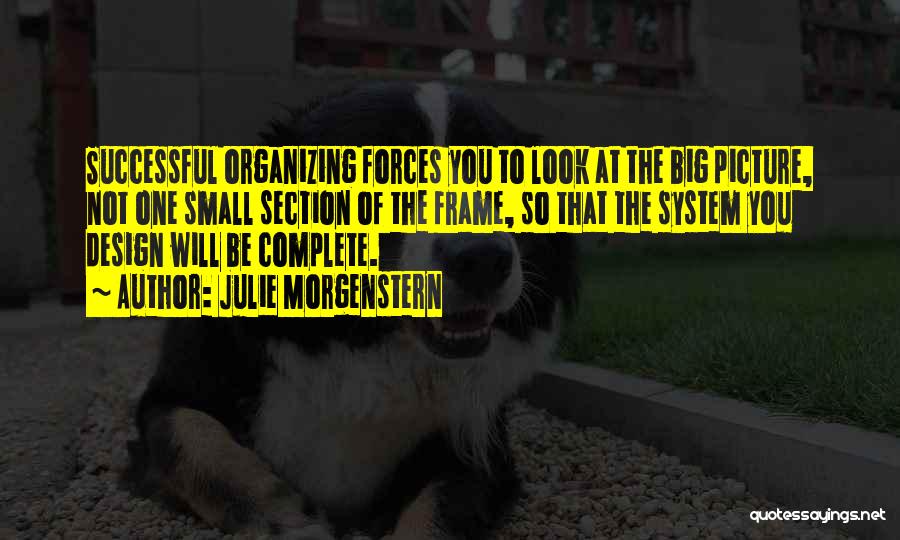 Julie Morgenstern Quotes: Successful Organizing Forces You To Look At The Big Picture, Not One Small Section Of The Frame, So That The