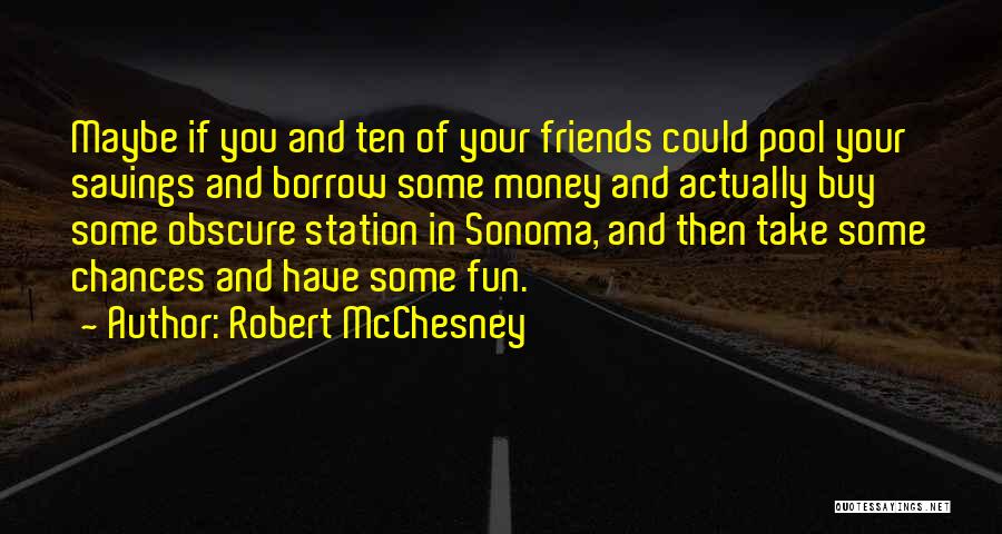 Robert McChesney Quotes: Maybe If You And Ten Of Your Friends Could Pool Your Savings And Borrow Some Money And Actually Buy Some