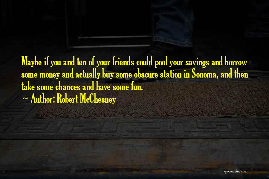 Robert McChesney Quotes: Maybe If You And Ten Of Your Friends Could Pool Your Savings And Borrow Some Money And Actually Buy Some