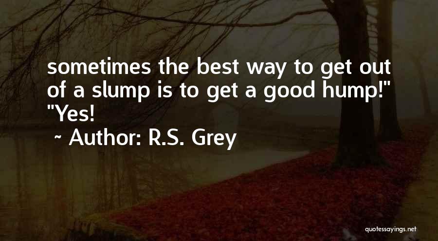 R.S. Grey Quotes: Sometimes The Best Way To Get Out Of A Slump Is To Get A Good Hump! Yes!